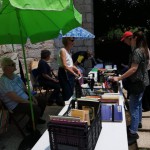 The book stall did brisk business